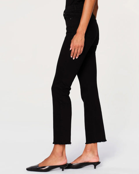 Mara Straight Mid Rise Ankle Jeans Black Peached Raw