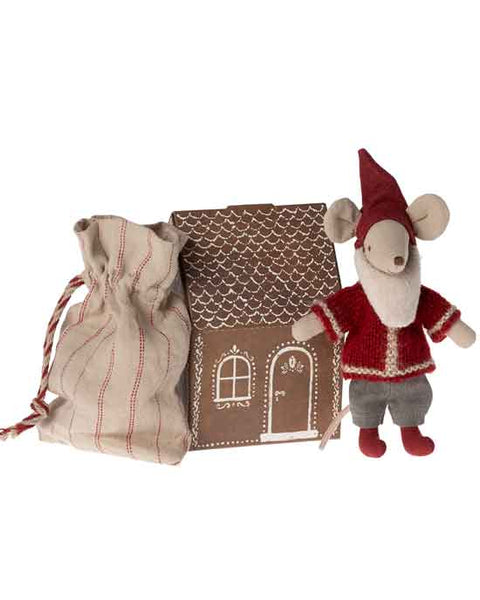 Maileg Santa Mouse with Bag and House