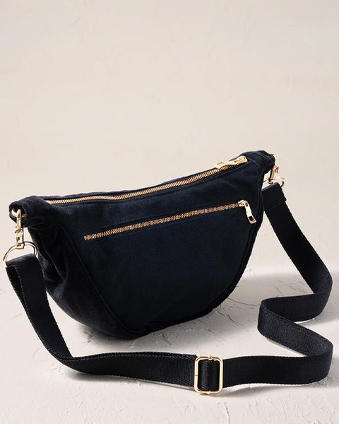 Honey Bee Velvet Crossbody Sling Bag Charcoal