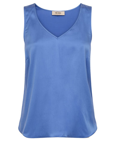Astrid V-Neck Silk Tank Top Ultramarine - shopatstocks
