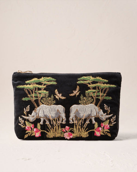 Wild Rhino Velvet Everyday Pouch Charcoal - shopatstocks