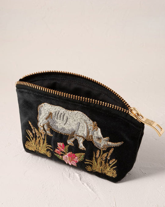 Wild Rhino Velvet Coin Purse Charcoal