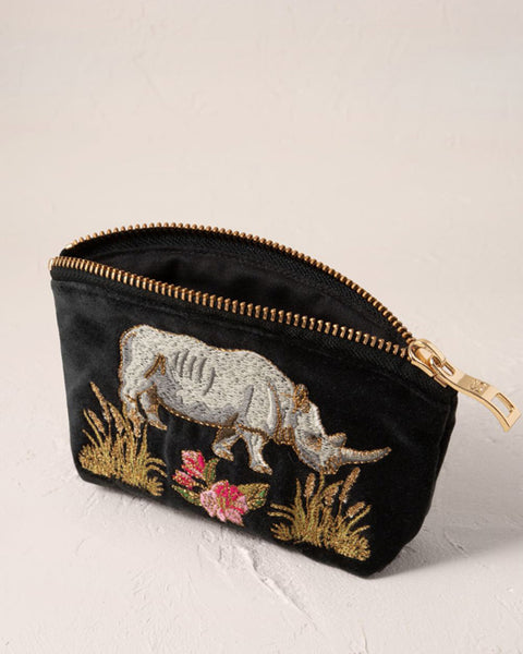 Wild Rhino Velvet Coin Purse Charcoal - shopatstocks