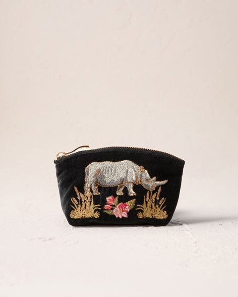 Wild Rhino Velvet Coin Purse Charcoal - shopatstocks