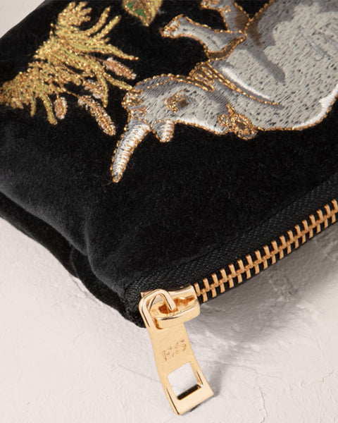 Wild Rhino Velvet Coin Purse Charcoal - shopatstocks