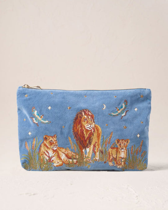 Lion Pride Velvet Everyday Pouch Dusky Blue