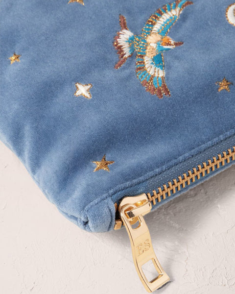 Lion Pride Velvet Everyday Pouch Dusky Blue - shopatstocks