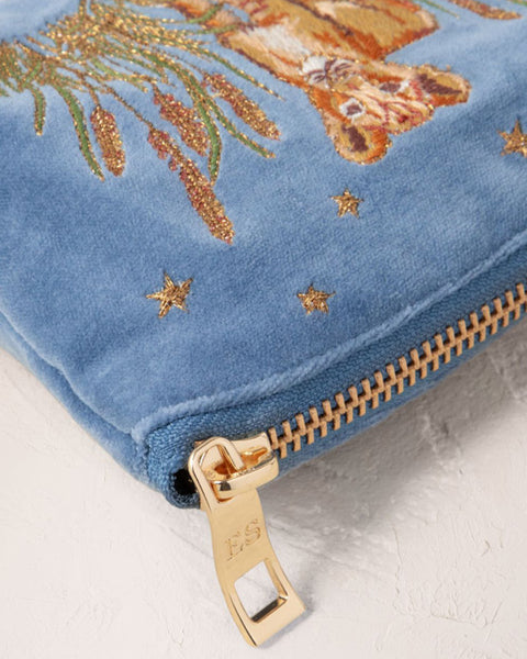 Lion Pride Velvet Coin Purse Dusky Blue - shopatstocks