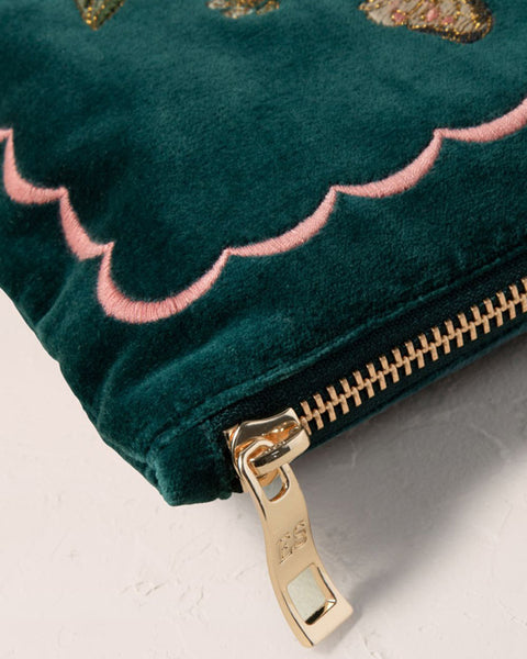 Lily of the Valley Velvet Everyday Pouch Emerald