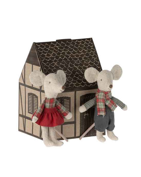Winter Mice Twins Little Brother and Sister with House