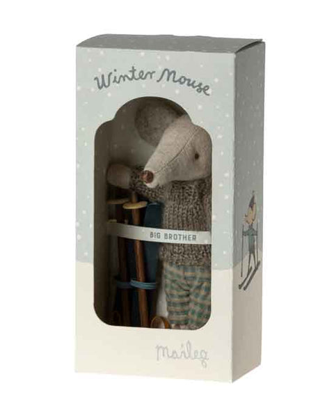 Maileg Winter Mouse with Ski Set Big Brother