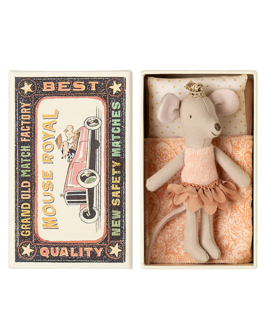 Maileg Princess mouse, Little sister in matchbox