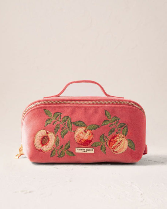 Summer Peach Velvet Open Flat Makeup Bag Spiced Coral