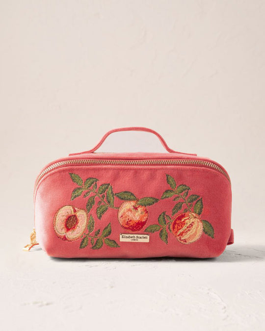 Summer Peach Velvet Open Flat Makeup Bag Spiced Coral