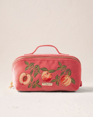 Summer Peach Velvet Open Flat Makeup Bag Spiced Coral