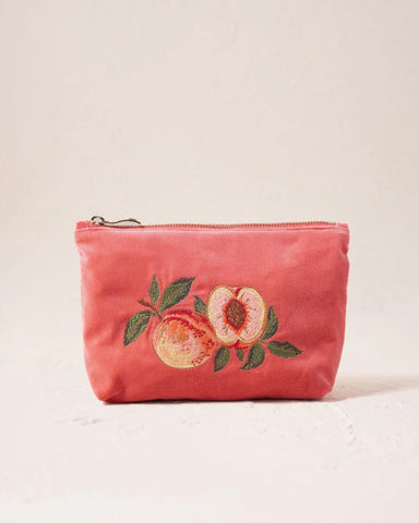 Summer Peach Velvet Mini Pouch Spiced Coral