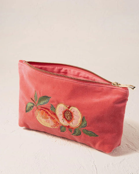 Summer Peach Velvet Mini Pouch Spiced Coral