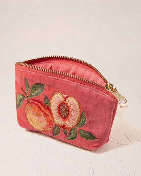Summer Peach Velvet Coin Purse Spiced Coral