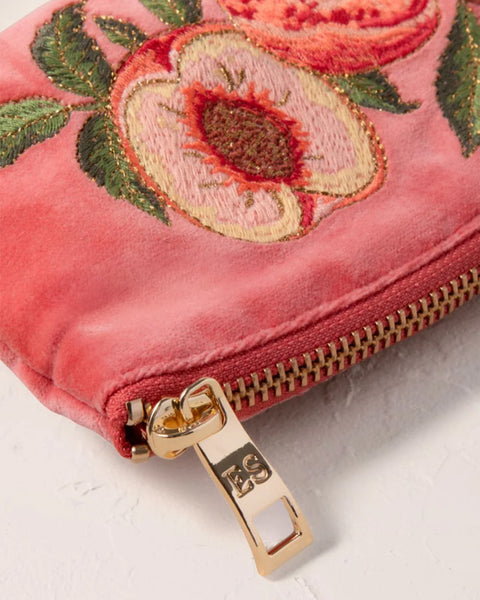 Summer Peach Velvet Coin Purse Spiced Coral