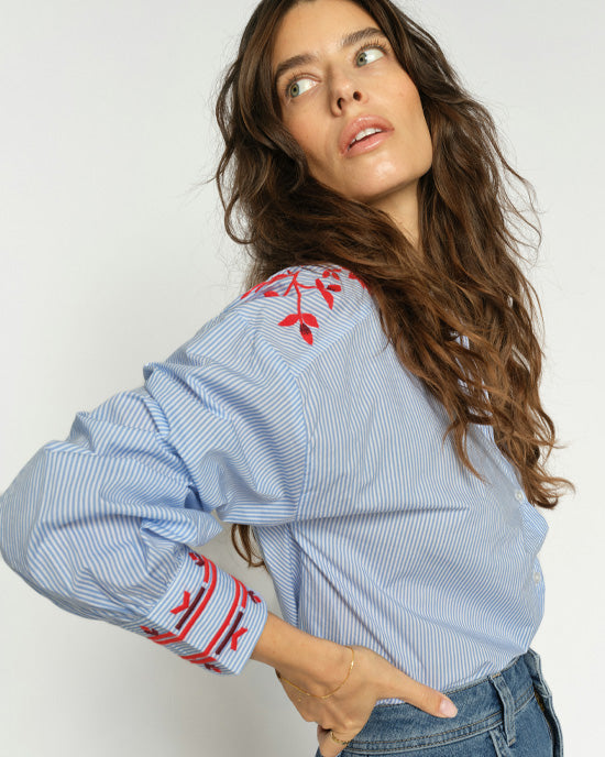 Osmo Stripey Shirt Brunnera Blue - shopatstocks