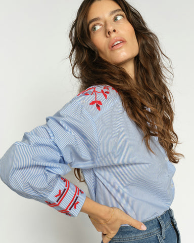 Osmo Stripey Shirt Brunnera Blue - shopatstocks