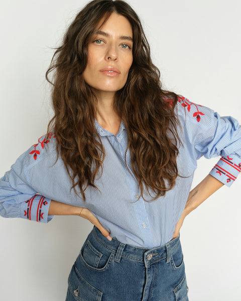 Osmo Stripey Shirt Brunnera Blue - shopatstocks