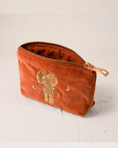 Golden Elephants Coin Purse - Rust
