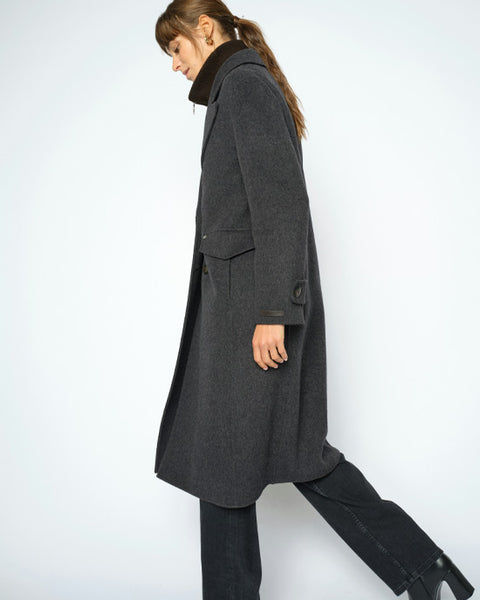Alva Loisa Mock Neck Coat Antracite