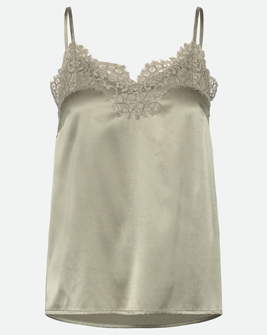 Jade Silk Strap Lace Top Seagrass