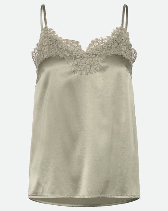 Jade Silk Strap Lace Top Seagrass