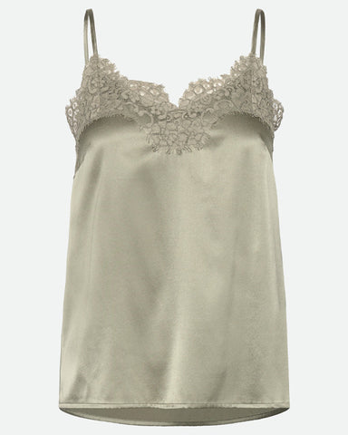 Jade Silk Strap Lace Top Seagrass