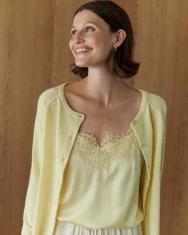 Jade Silk Top Pastel Yellow