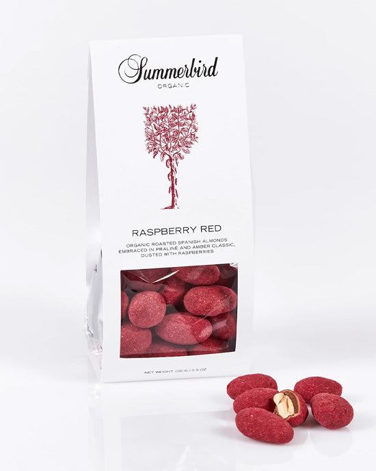 Raspberry Red Roasted Organic Spanish Almonds 100g