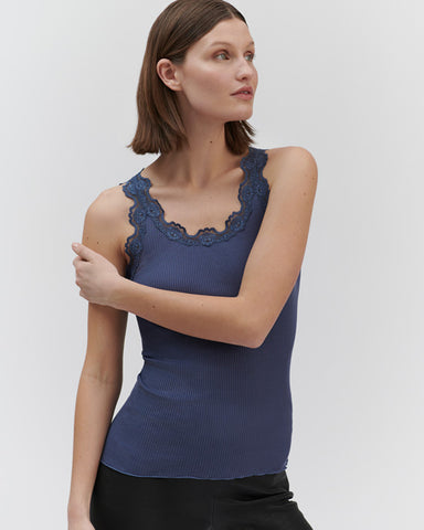 Classic silk top True Navy