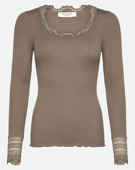 Silk Top Long Sleeve Walnut