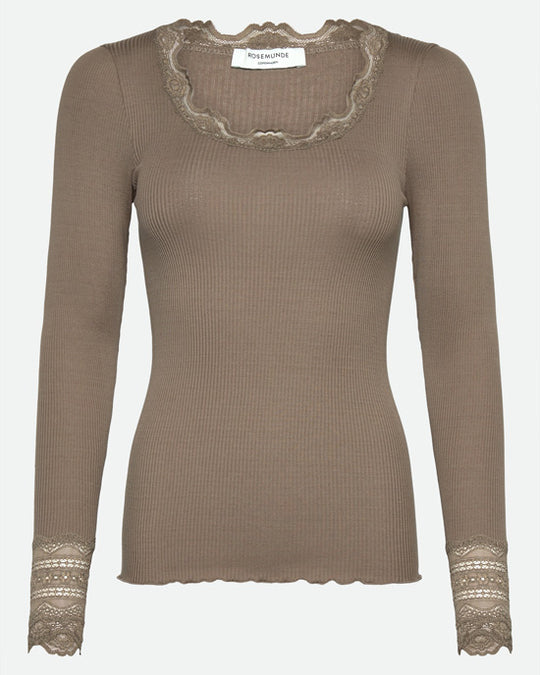 Silk Top Long Sleeve Walnut