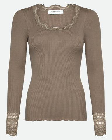 Silk Top Long Sleeve Walnut