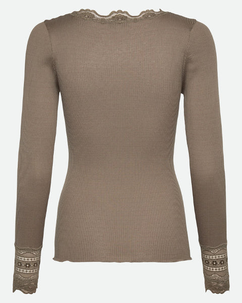 Silk Top Long Sleeve Walnut