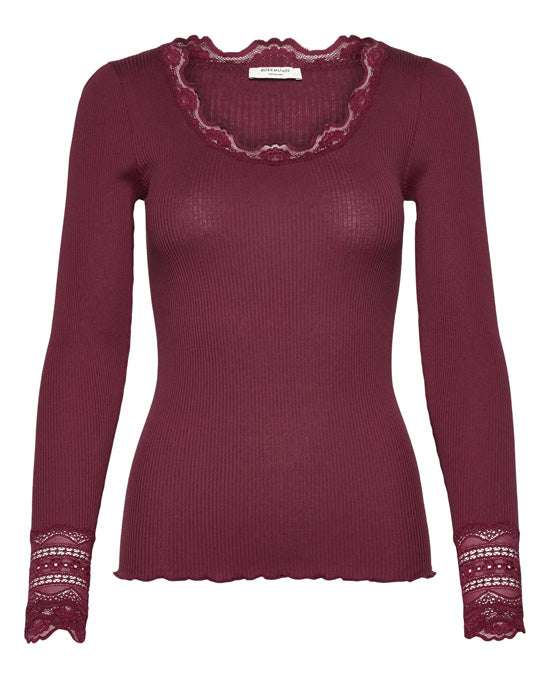 Silk Top Long Sleeve Windsor Wine