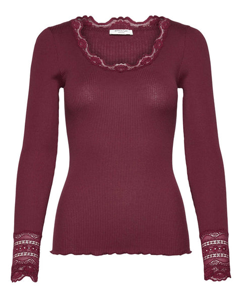 Silk Top Long Sleeve Windsor Wine