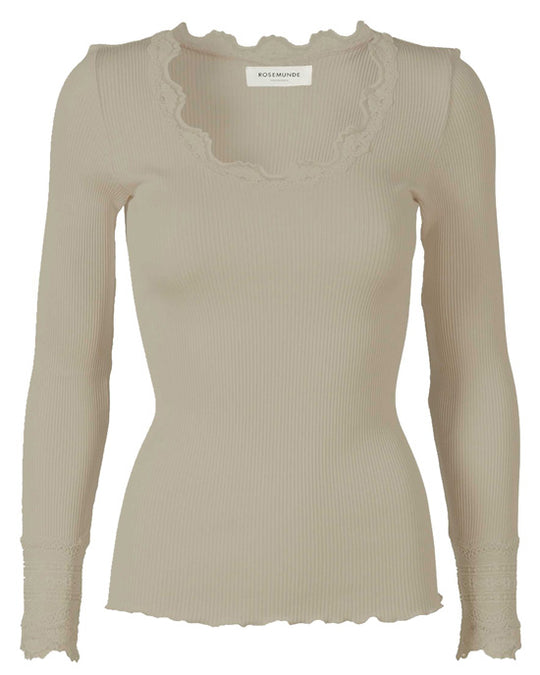 Silk Top Long Sleeve Abbey Stone