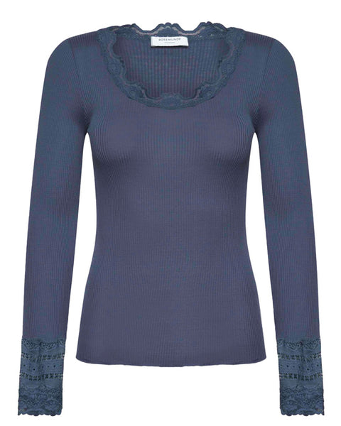 Silk top long sleeve True Navy