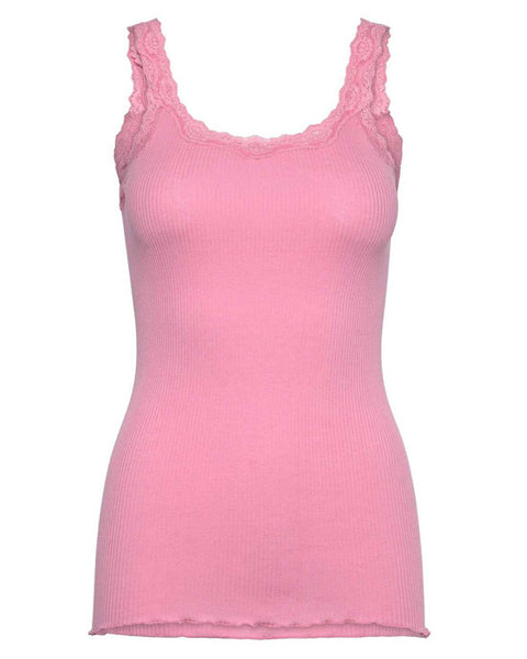Silk Deep Back Lace Top Sea Pink - shopatstocks