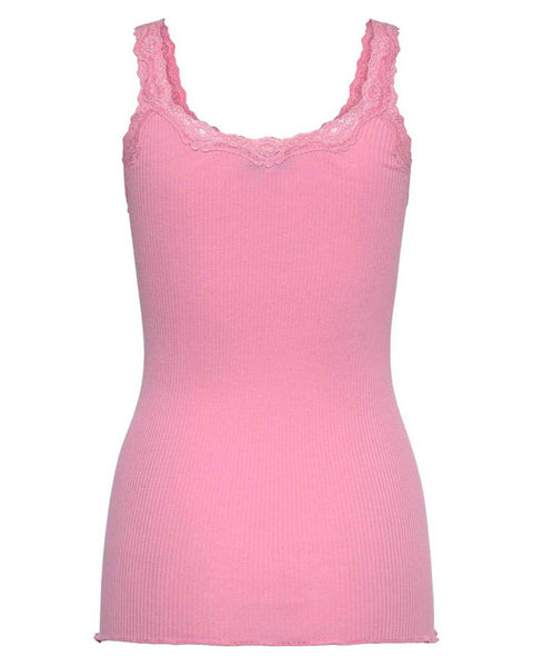 Silk Deep Back Lace Top Sea Pink - shopatstocks