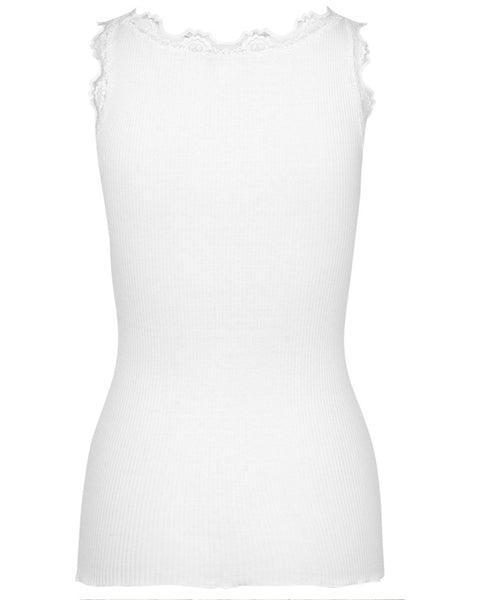 Classic silk top w Lace New White - shopatstocks