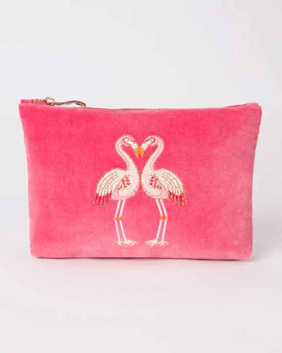 Flamingo Blush Pink Velvet Mini Pouch