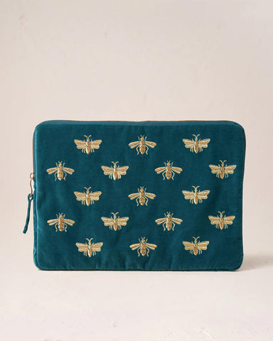 Honey Bee Rich Blue Velvet Laptop Case Small