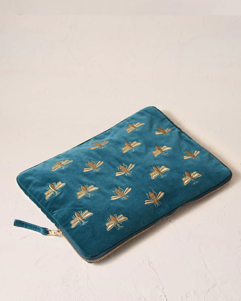 Honey Bee Rich Blue Velvet Laptop Case Small