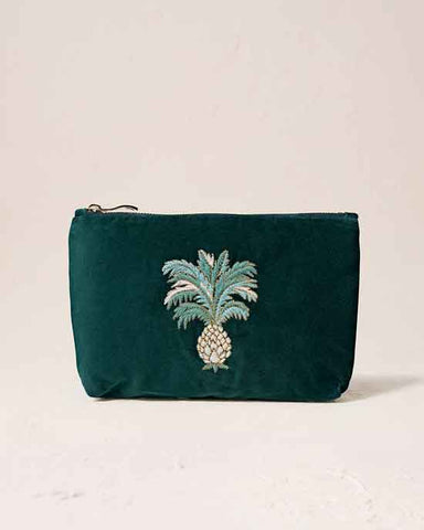 Pineapples Mini Pouch Velvet Emerald