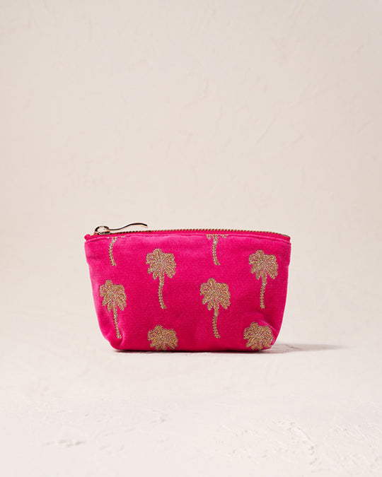 Gold Palm Pink Velvet Coin Purse